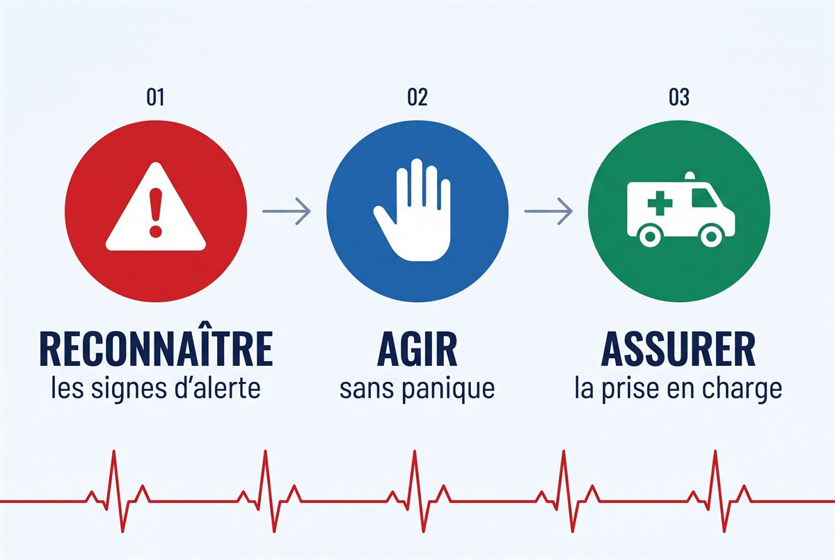 Reconnaître les signes d’alerte, agir sans panique, assurer la prise en charge